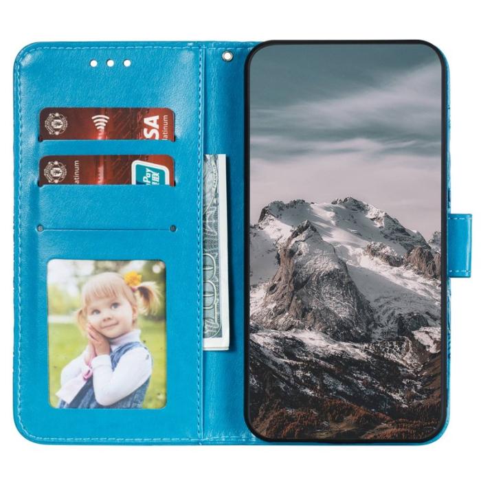 OEM - Samsung Galaxy S26 Plånboksfodral Konstläder Mandala Tryck - Blå
