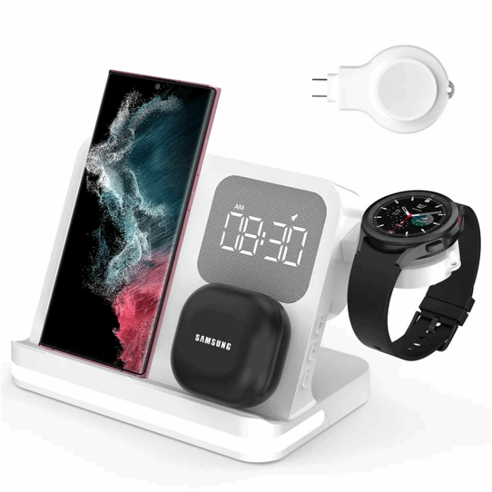 OEM - 3-in-1 Trådlös Laddare 15W Samsung Galaxy - Buds - Watch - Vit