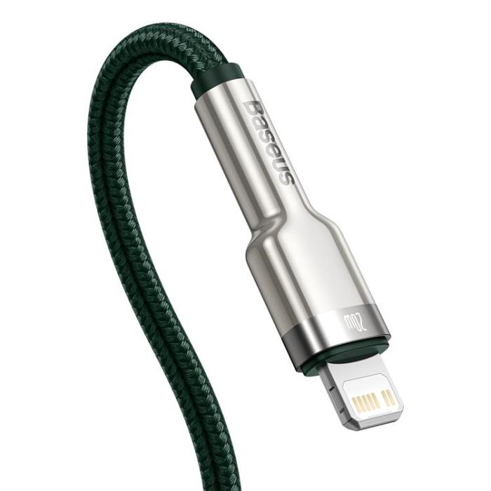 BASEUS - Baseus USB-C Till Lightning Kabel 20W 1m Cafule Metal PD Grön