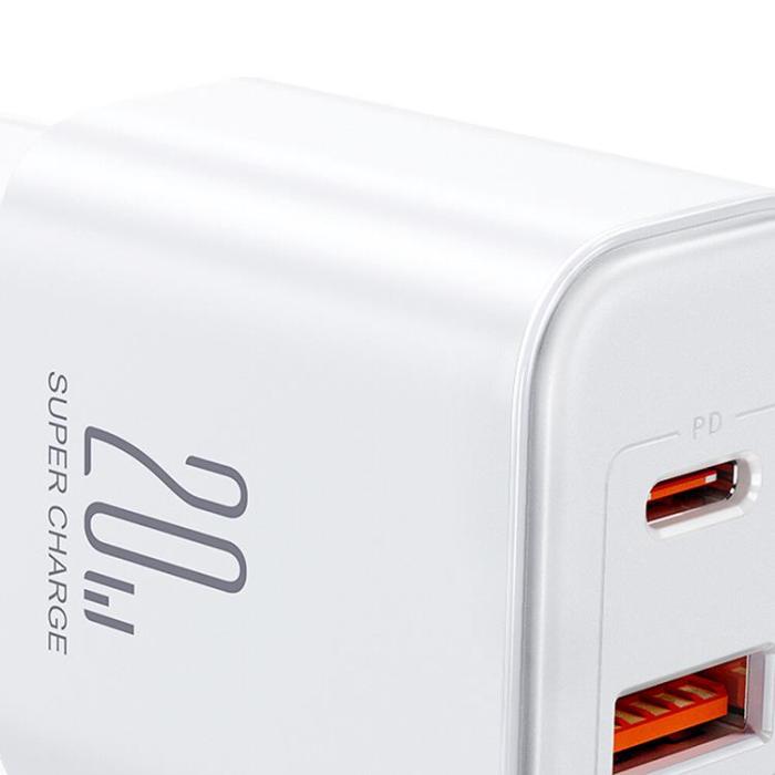 Joyroom - Joyroom EU USB-A to USB-C Väggladdare 20W USB-C Kabel - Vit