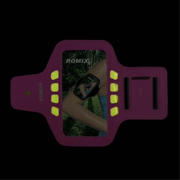 OEM - Romix Universalt Sportarmband med reflexer upp till 4.7'' - Magenta