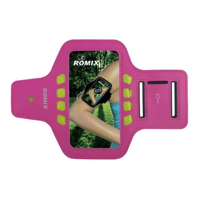 OEM - Romix Universalt Sportarmband med reflexer upp till 4.7'' - Magenta