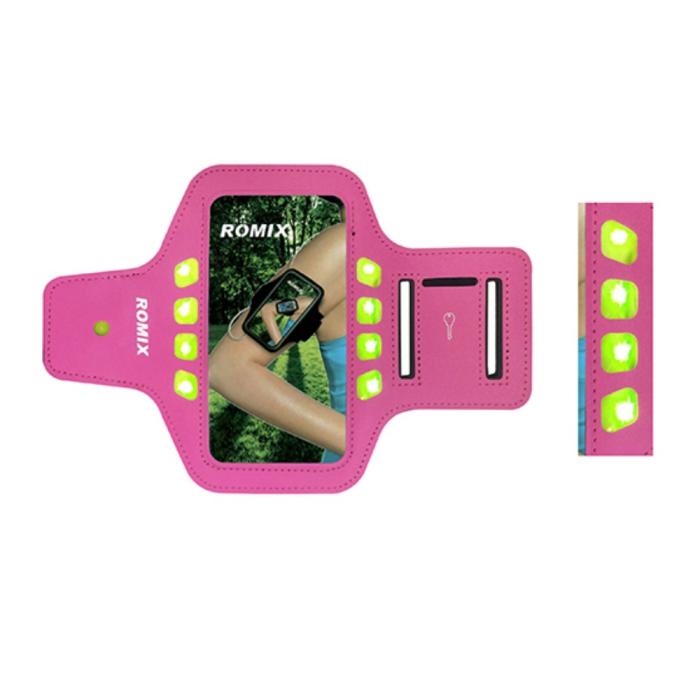 OEM - Romix Universalt Sportarmband med reflexer upp till 4.7'' - Magenta