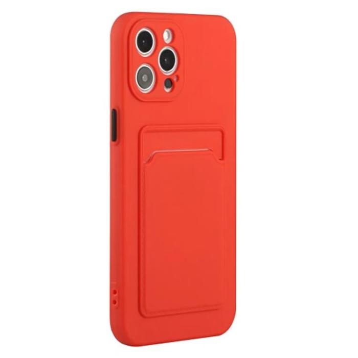 Taltech - iPhone 15 Pro Mobilskal Korthållare TPU - Röd