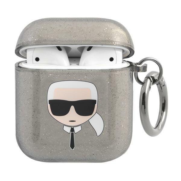 Karl Lagerfeld Skal Glitter Karl`s Head Airpods - Svart | 2353 | AlltMobil