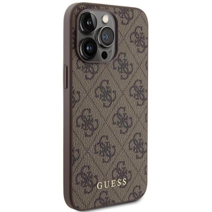 Guess - Guess iPhone 15 Pro Max Mobilskal Metall Gold Logo - Brun
