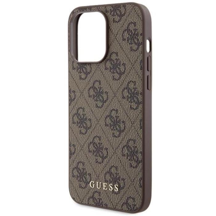 Guess - Guess iPhone 15 Pro Max Mobilskal Metall Gold Logo - Brun
