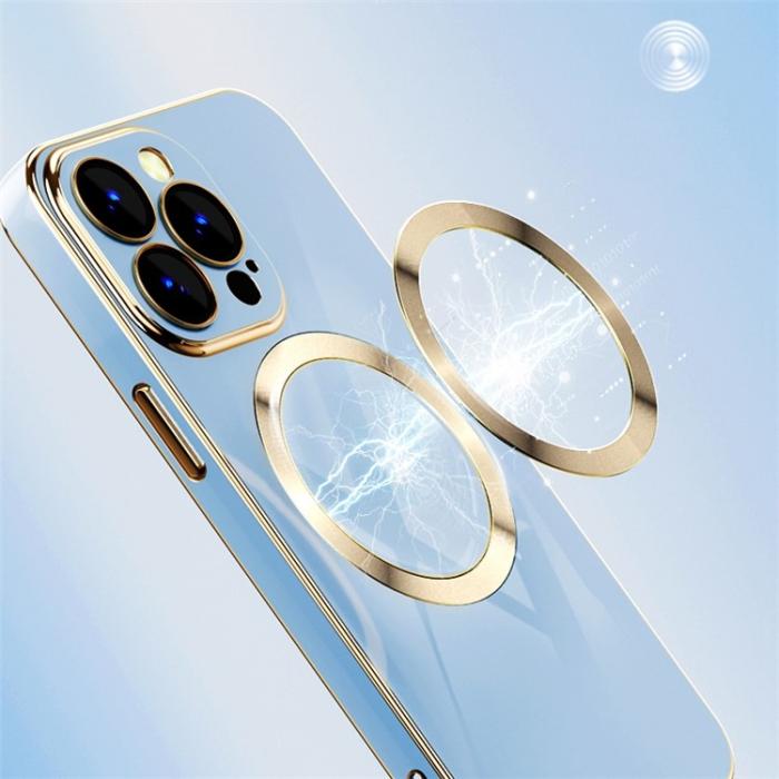 OEM - iPhone 14 Pro Max Magsafe Skal Gold Edge - Blå
