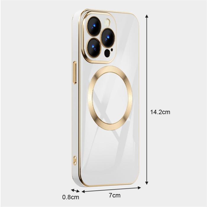 OEM - iPhone 14 Pro Max Magsafe Skal Gold Edge - Blå