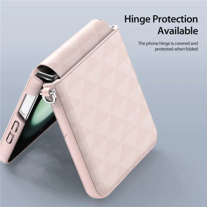 Dux Ducis - Dux Ducis Galaxy Z Flip 6 Mobilskal Fitt Rhombus Läder - Rosa