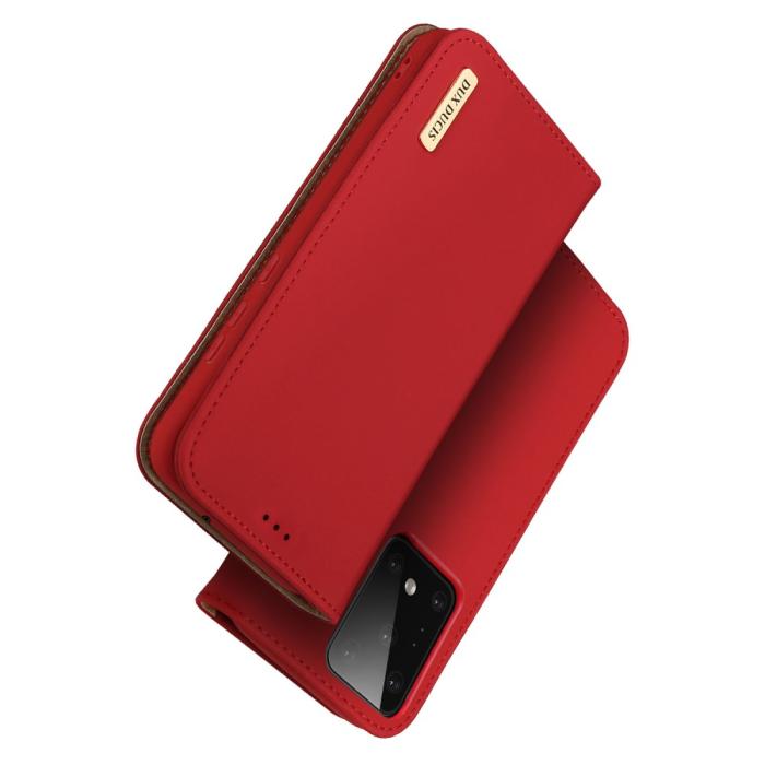 UTGATT5 - Dux Ducis Wish Series Äkta Läderfodral till Galaxy S20 Ultra - Röd