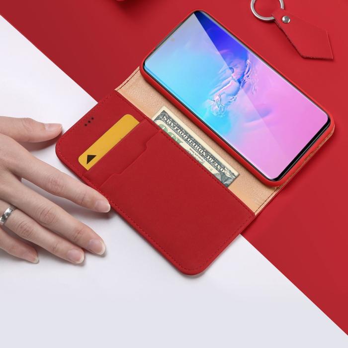 UTGATT5 - Dux Ducis Wish Series Äkta Läderfodral till Galaxy S20 Ultra - Röd