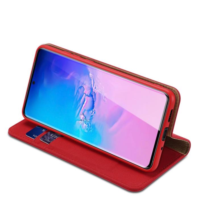 UTGATT5 - Dux Ducis Wish Series Äkta Läderfodral till Galaxy S20 Ultra - Röd