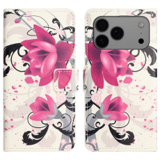 A-One Brand - iPhone 17 Pro Plånboksfodral Pattern Print Läder - Lotus