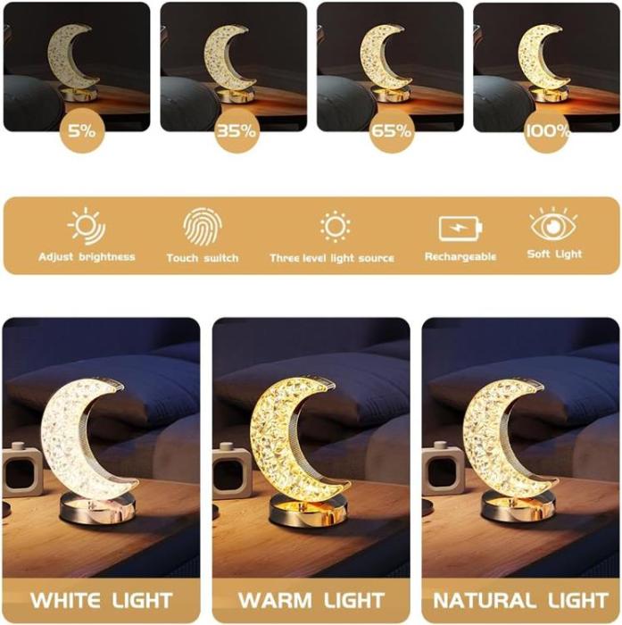 OEM - Crystal Moon Night Light Touch Lampa