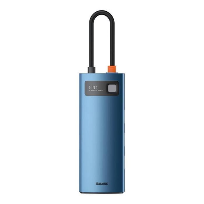 BASEUS - Baseus Metal Gleam 6in1 Multifunktionell USB-C HUB - Blå
