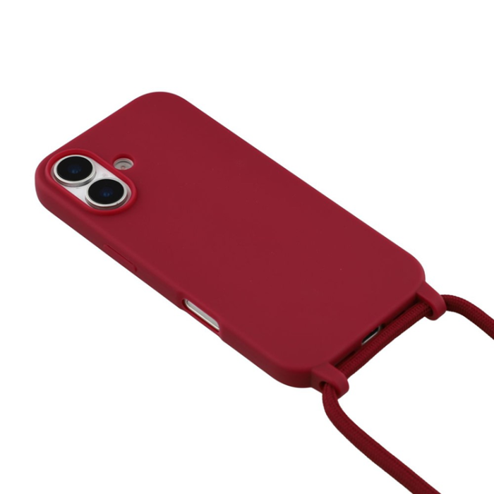 A-One Brand - iPhone 17 Mobilskal TPU Shockproof med Lanyard - Mörkröd