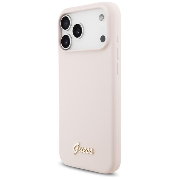 Guess - Guess Mobilskal För iPhone 17 Pro Max Magsafe Script Metal Logo - Rosa