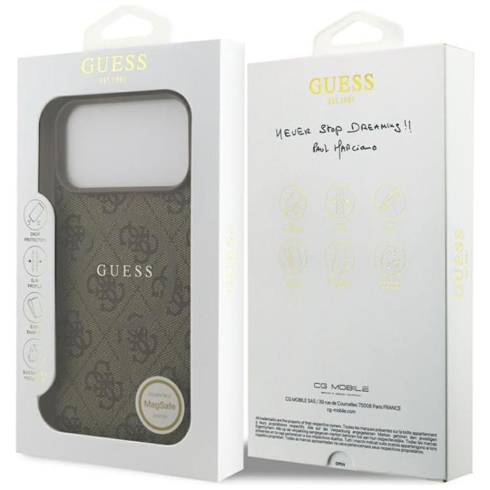 Guess - Guess iPhone 17 Pro Max Mobilskal MagSafe 4G Ring Classic Logo - Brun