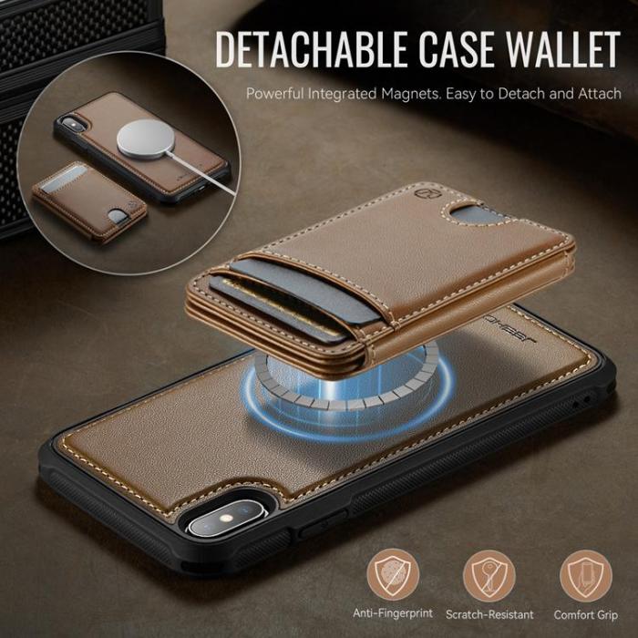 OEM - JEEHOOD Mobilskal till iPhone XS Max MagSafe Läder - Brun