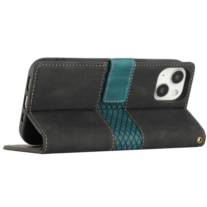A-One Brand - Splicing Design iPhone 13 Plånboksfodral - Svart