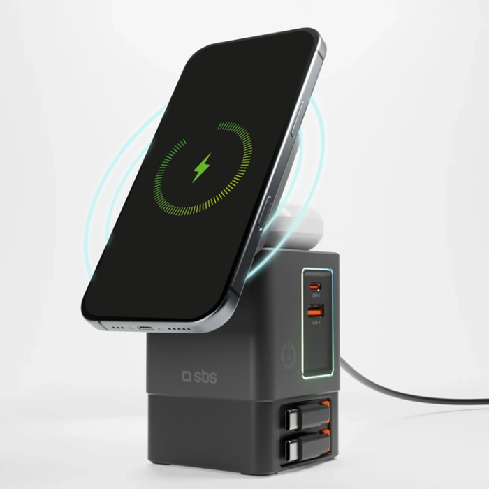 SBS - SBS 6in1 MagSafe Trådlös Laddare Apple Watch, iPhone, Airpods med Kabel