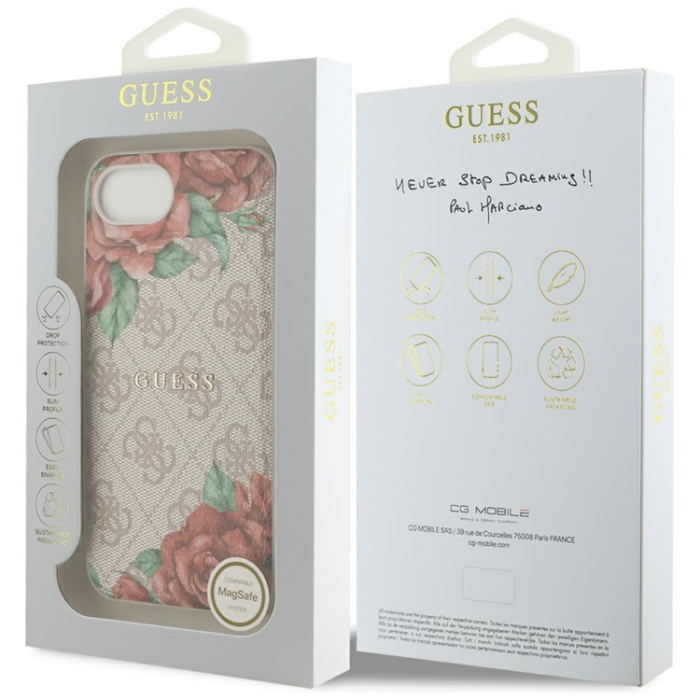 Guess - Guess iPhone 16e Mobilskal Magsafe Flowers Print - Rosa