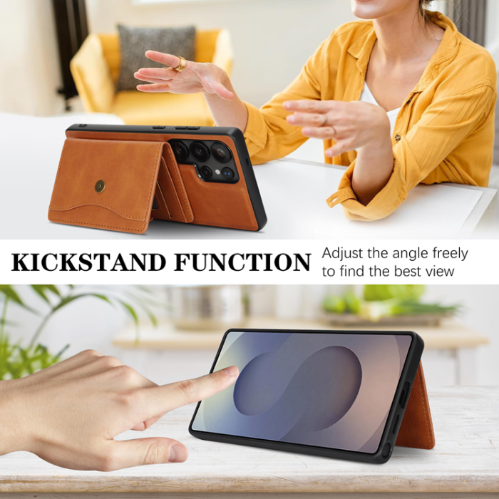 A-One Brand - Galaxy S24 Ultra Mobilskal MagSafe Detachable Korthållare Kickstand