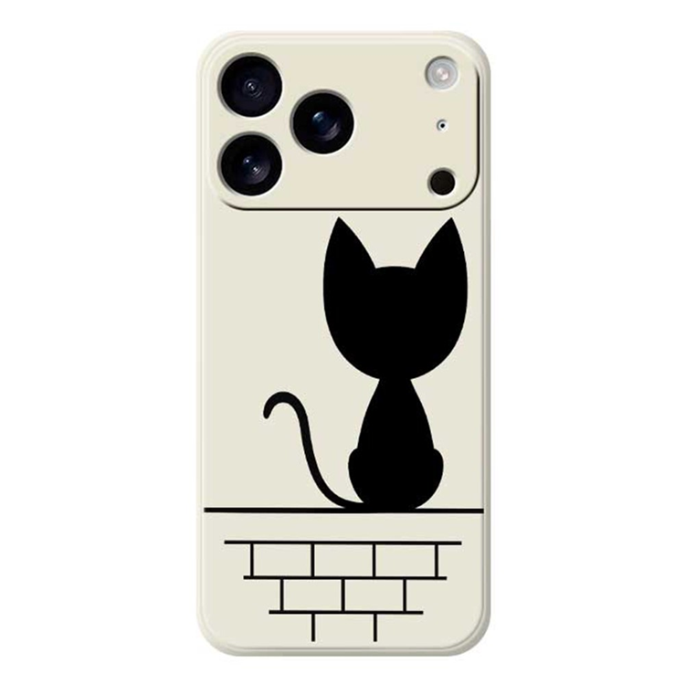 iPhone 17 Pro Max Mobilskal Black Cat on the Wall - Beige | 2353 | AlltMobil