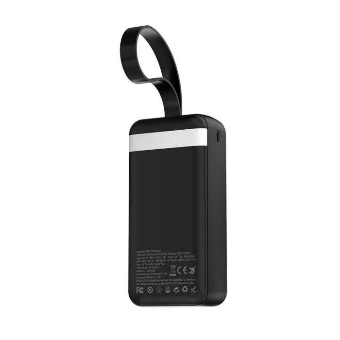Wozinsky - Wozinsky Powerbank 30000mAh 30W med ficklampa - Svart