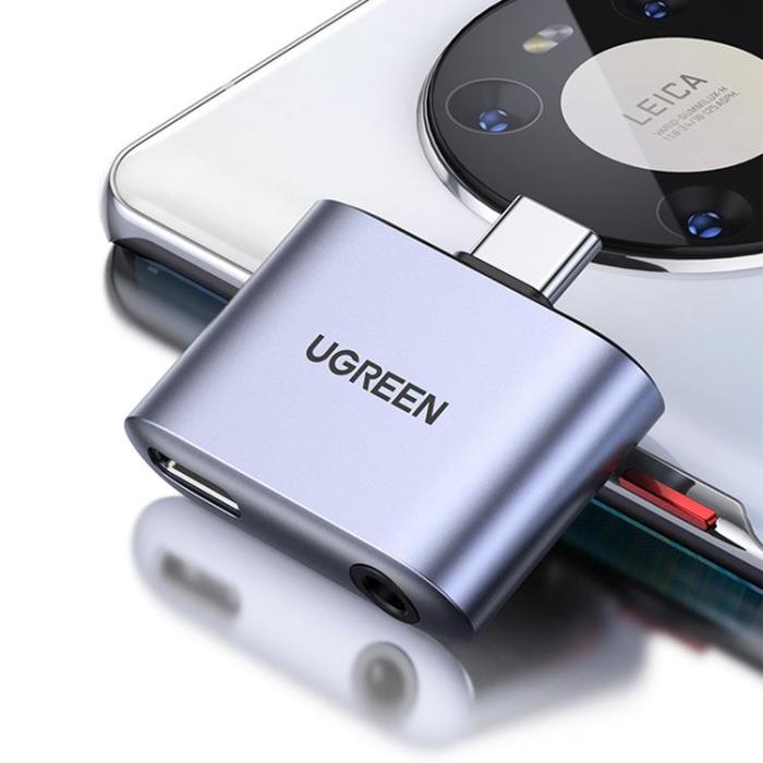 Ugreen - UGreen Adaptrar USB-C Till USB-C/Mini Jack 3.5mm - Grå