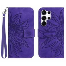 Amorus - Samsung Galaxy S26 Ultra Pl&aring;nboksfodral Konstl&auml;der Blomm&ouml;nster - M&ouml;rklila