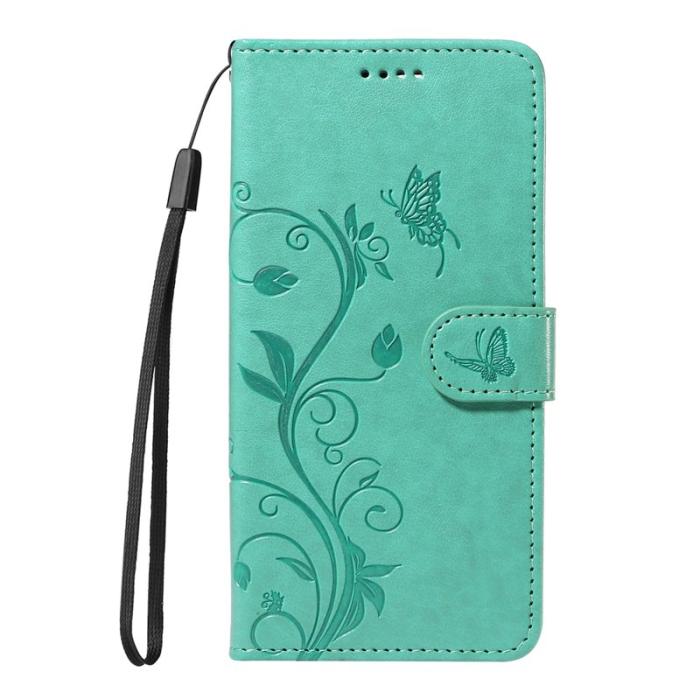 OEM - ABEEL Samsung Galaxy S26 Plus Plånboksfodral Konstläder Blommönster - Grön