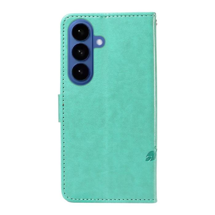 OEM - ABEEL Samsung Galaxy S26 Plus Plånboksfodral Konstläder Blommönster - Grön