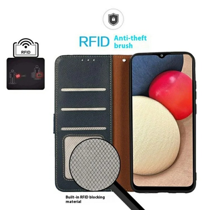 KHAZNEH - KHAZNEH iPhone 17 Pro Max Plånboksfodral RFID Blocking - Blå