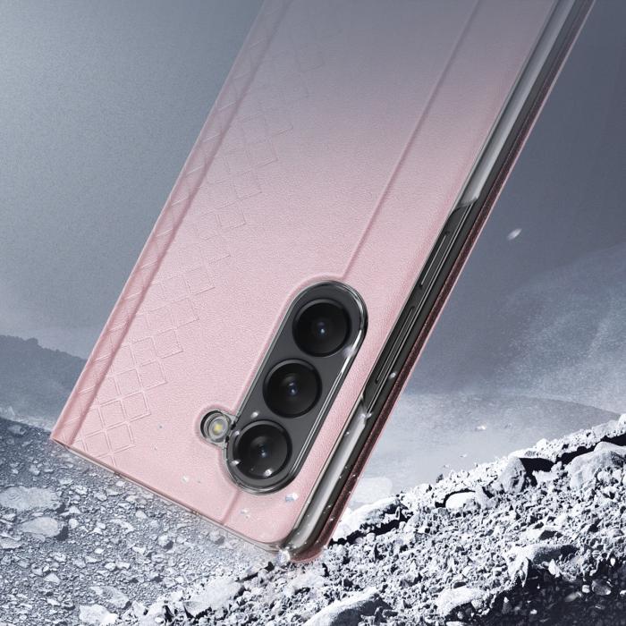 Dux Ducis - Dux Ducis Galaxy Z Fold 5 Plånboksfodral Bril Läder Flip - Rosa