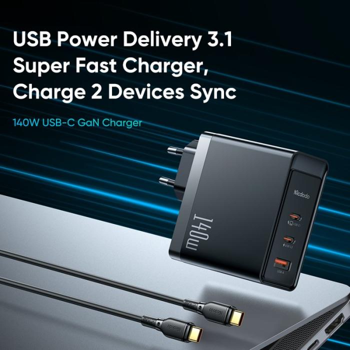 OEM - MCDODO CH-29 MDD 140W GaN 5-portars snabbladdare Typ-C EU-plugg