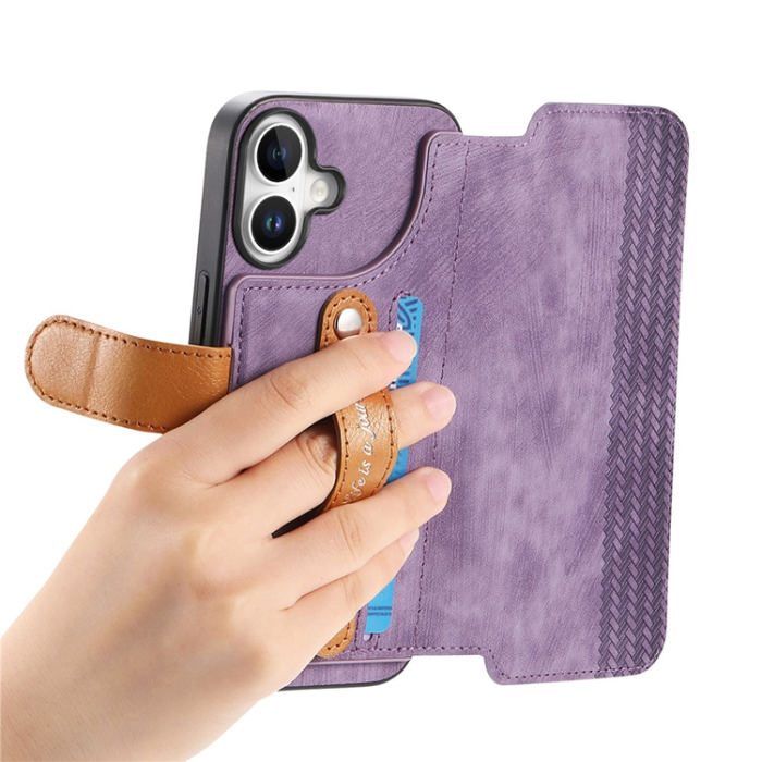 A-One Brand - Plånboksfodral För iPhone 17 Armband Kickstand - Lila