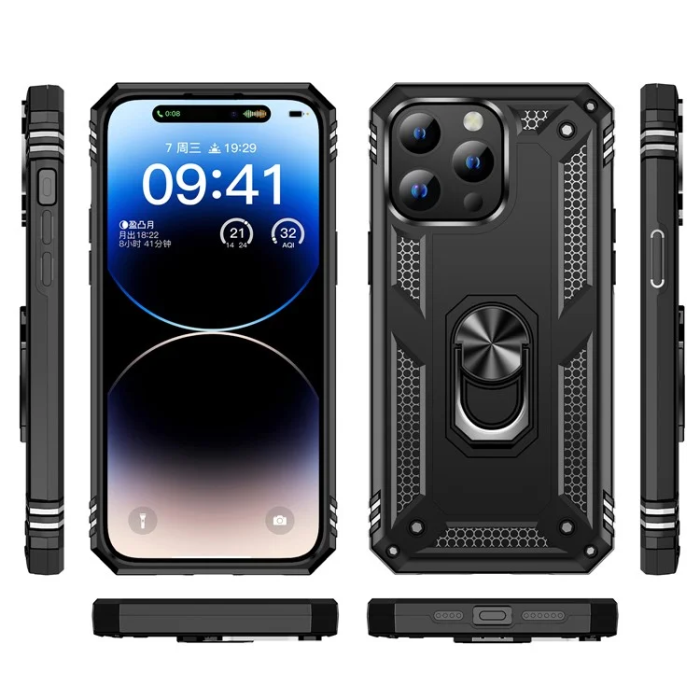 A-One Brand - iPhone 15 Pro Max Mobilskal med Kickstand - Svart