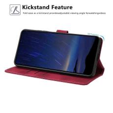 OEM - Samsung Galaxy A57 Pl&aring;nboksfodral Konstl&auml;der St&auml;ll Skydd - Vinr&ouml;d