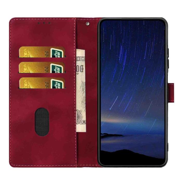OEM - Samsung Galaxy A57 Plånboksfodral Konstläder Ställ Skydd - Vinröd