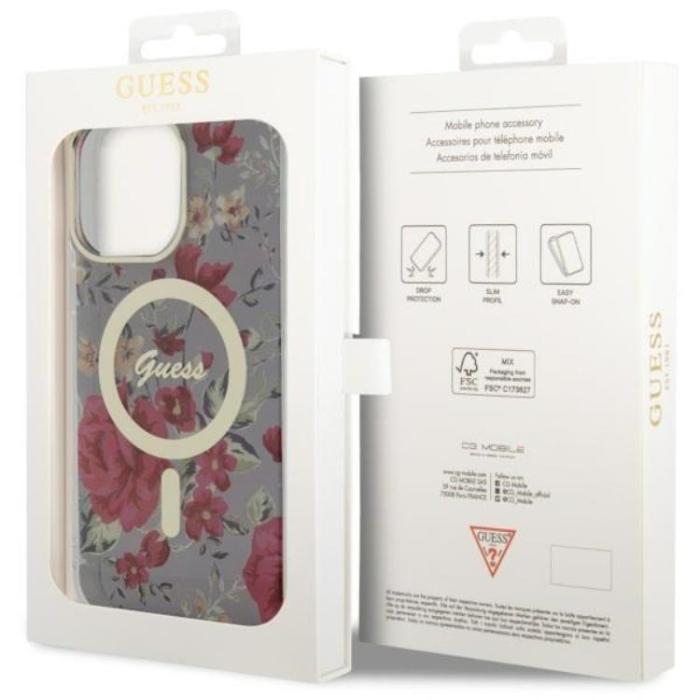 Guess - Guess iPhone 14 Pro Mobilskal MagSafe Flower - Grön