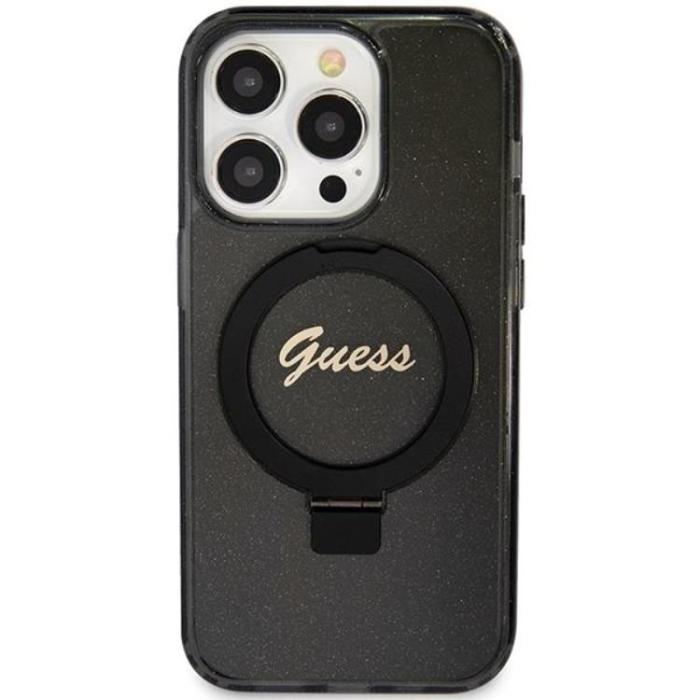 Guess - Guess iPhone 15 Pro Mobilskal Magsafe Ringställ Script Glitter