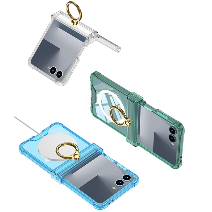 GKK - GKK Galaxy Z Flip 7 Mobilskal med Ringhållare Airbag - Ljusrosa