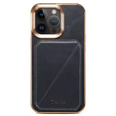 DENIOR - DENIOR Mobilskal till iPhone 12 / 12 Pro Kickstand &Auml;kta L&auml;der Bl&aring;