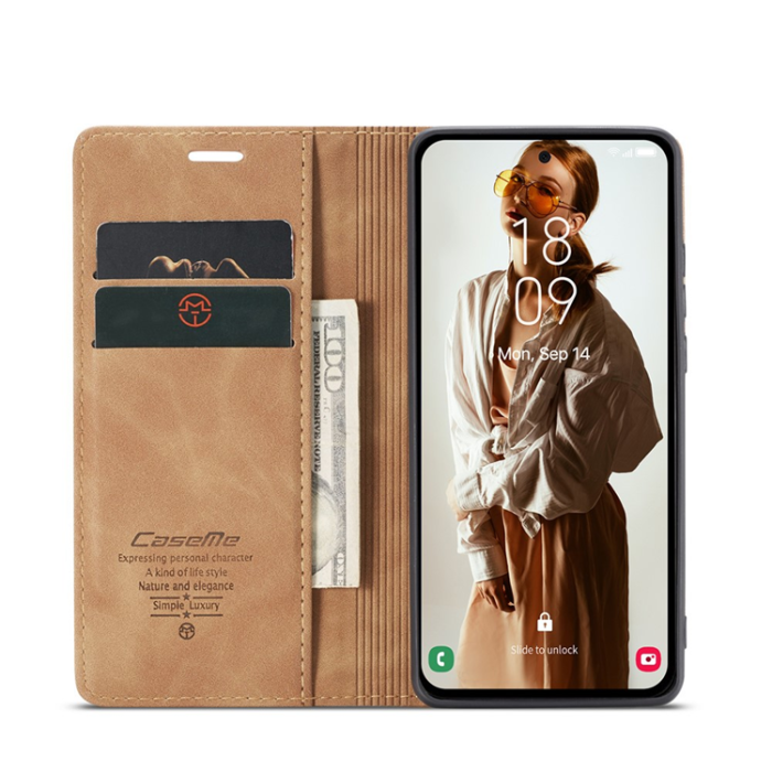 Caseme - CASEME Galaxy A56 5G Plånboksfodral 013 Series Läder - Brun