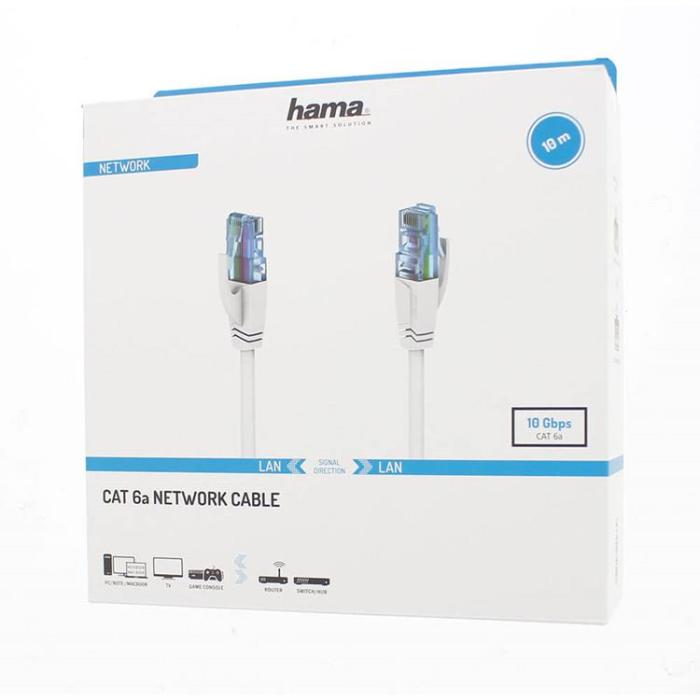 Hama - HAMA Nätverkskabel CAT6a U / UTP 10,0m - Vit