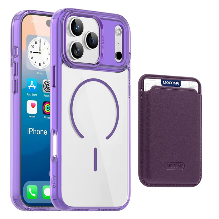 iPhone 17 Pro Mobilskal MagSafe med Korthållare - Transparent Lila | 2353 | AlltMobil