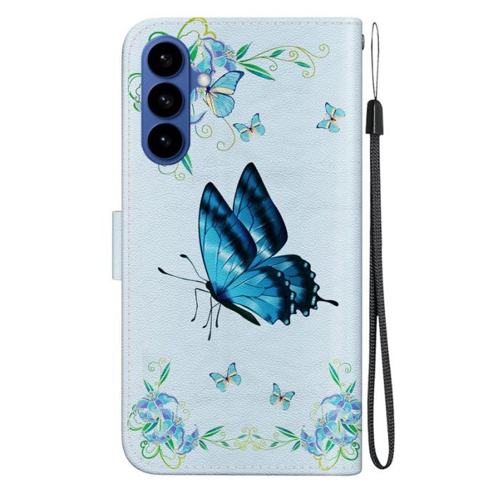 OEM - Samsung Galaxy S26 Plånboksfodral Anti-Drop Mönstertryck Konstläder - Blå Fjäril