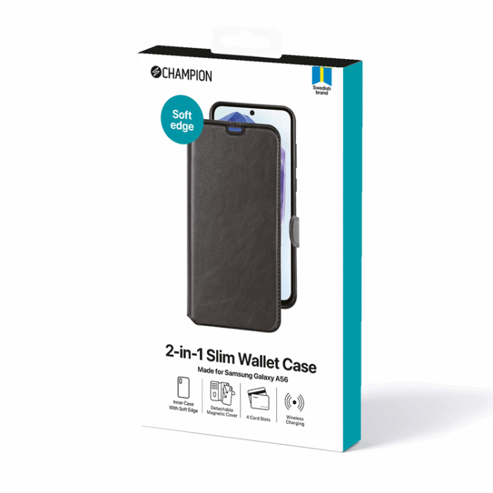 Champion - CHAMPION Galaxy A56 5G Plånboksfodral 2-in-1 Slim - Svart